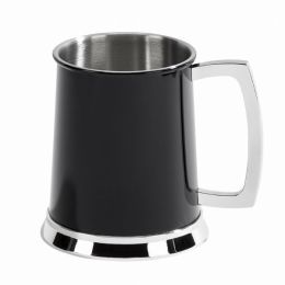 Black 2 Tone Tankard, Stainless Steel, 20 Oz, 4.5"