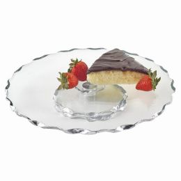 13" Hand decorated Chiseled Edge Silver Turning Platter
