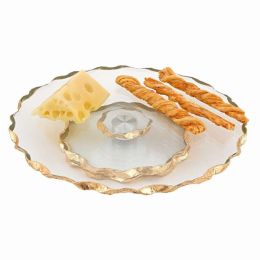 13" Hand decorated Chiseled Edge Gold Leaf Turning Platter