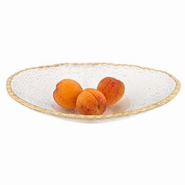 8" Hand decorated Oval Edge Gold Leaf Serving Bowl